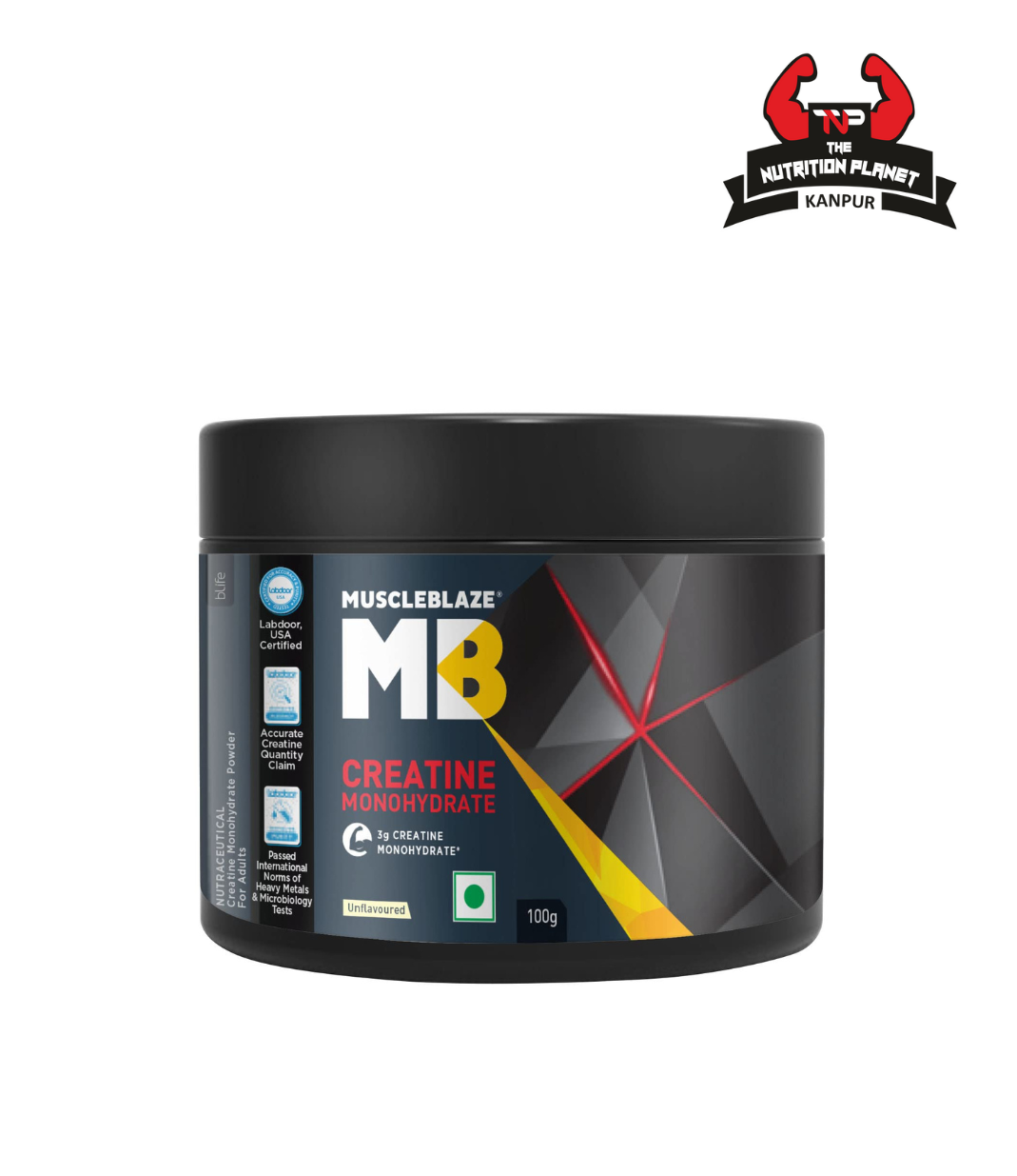 MuscleBlaze Creatine Monohydrate, Labdoor USA Certified Creatine (Unflavoured, 100 g / 0.22 lb, 33 Servings)